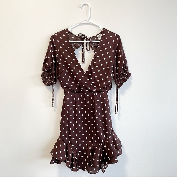 NWT 2 Angela Biba Princess Polly Brown Polka Dot Dress - Picture 2 of 7